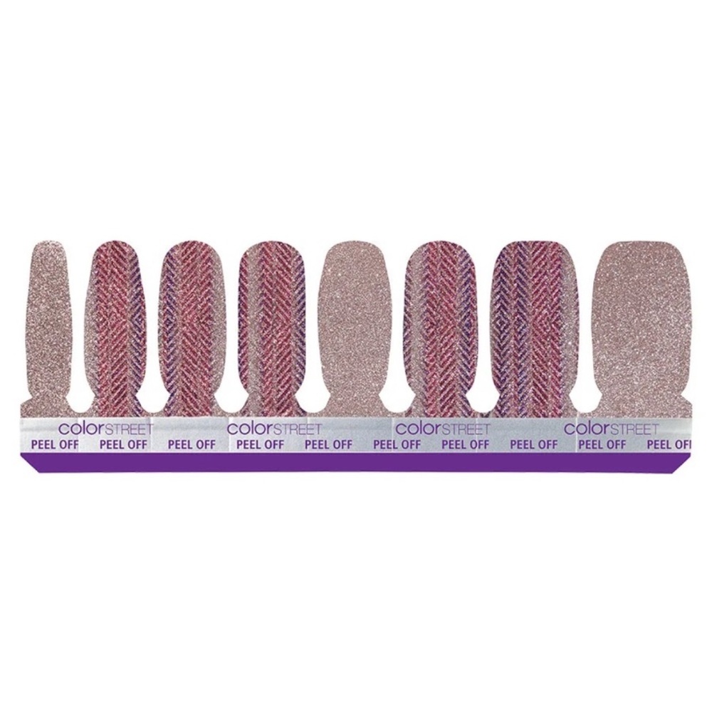 *Exclusive* Color Street: Go With the Workflow | Taupe Herringbone Pink Purple - Picture 10 of 10